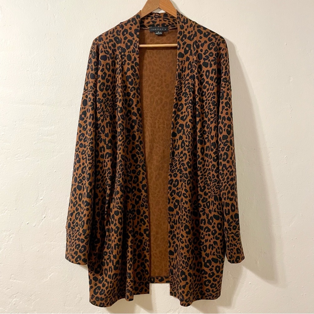 Sanctuary Leopard Cardigan w/Pockets, Brown & Black animal print sz XL